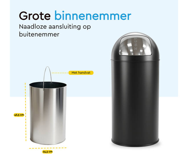 Afvalbak BRASQ Push Bin PB230+ 30 liter zwart