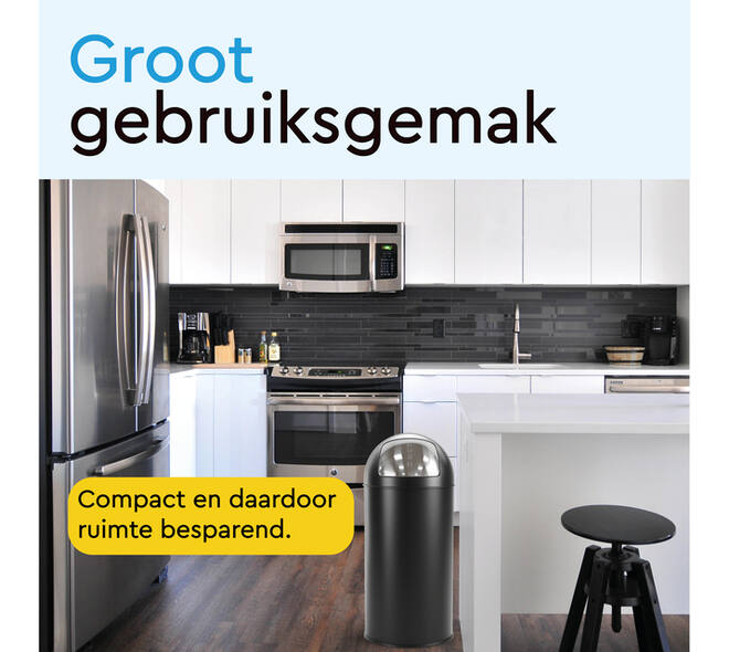 Afvalbak BRASQ Push Bin PB230+ 30 liter zwart
