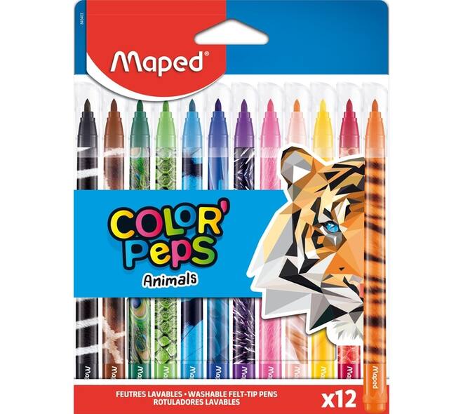 Viltstift Maped Color'Peps Animals set à 12 kleuren