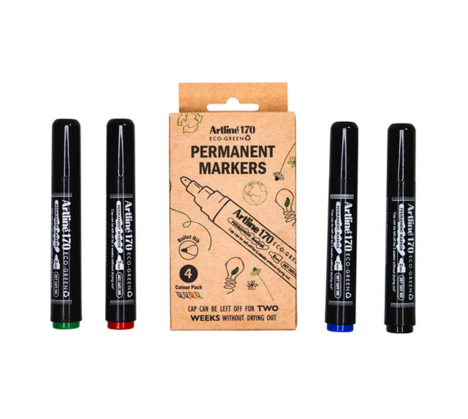 Permanent marker Artline 170 Dry Safe Eco rond medium ass 4 stuks
