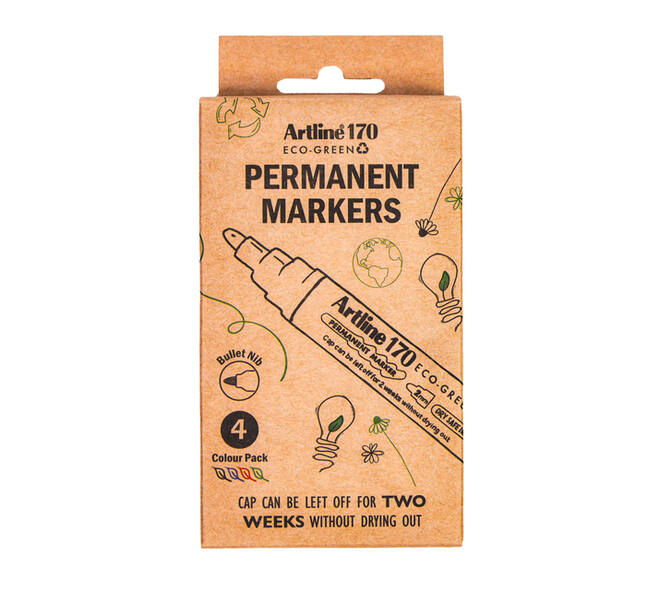 Permanent marker Artline 170 Dry Safe Eco rond medium ass 4 stuks