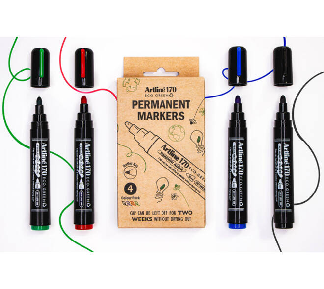 Permanent marker Artline 170 Dry Safe Eco rond medium ass 4 stuks