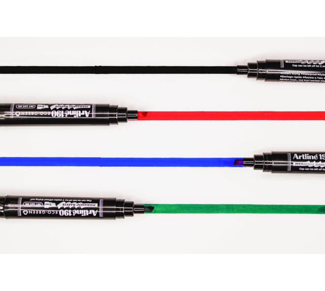 Permanent marker Artline 190  Dry Safe Eco schuin 2-5mm assorti 4st