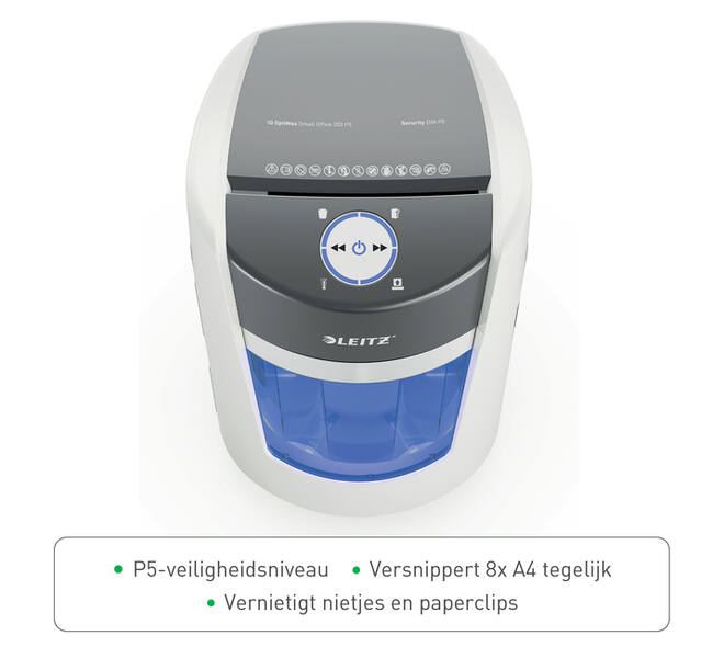 Papiervernietiger Leitz IQ OptiMax 350 Small Office P5 snippers 2x15mm