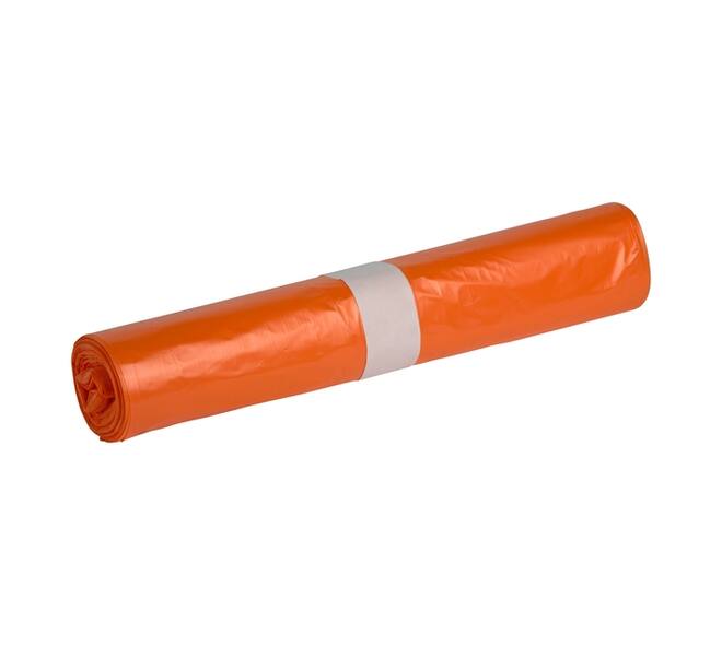 Afvalzak Propsac HDPE T25 70x110cm 120L oranje rol à 20 stuks