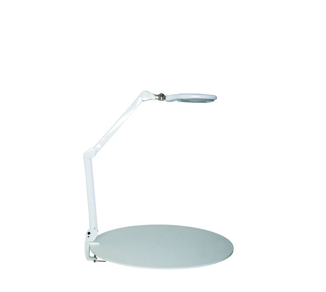 Loeplamp MAUL Crystal LED dimbaar tafelklem lens 234 cm2 wit