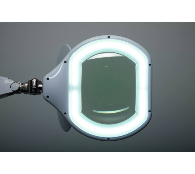 Loeplamp MAUL Crystal LED dimbaar tafelklem lens 234 cm2 wit