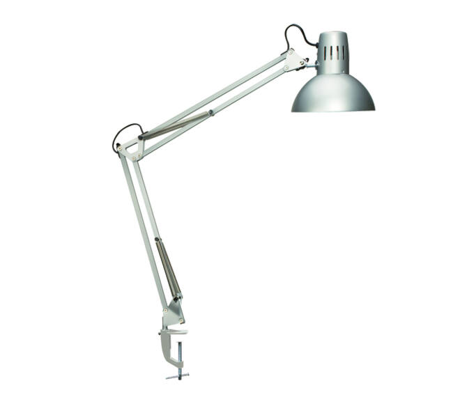 Bureaulamp MAUL Study met tafelklem incl.LED E27 lamp zilver