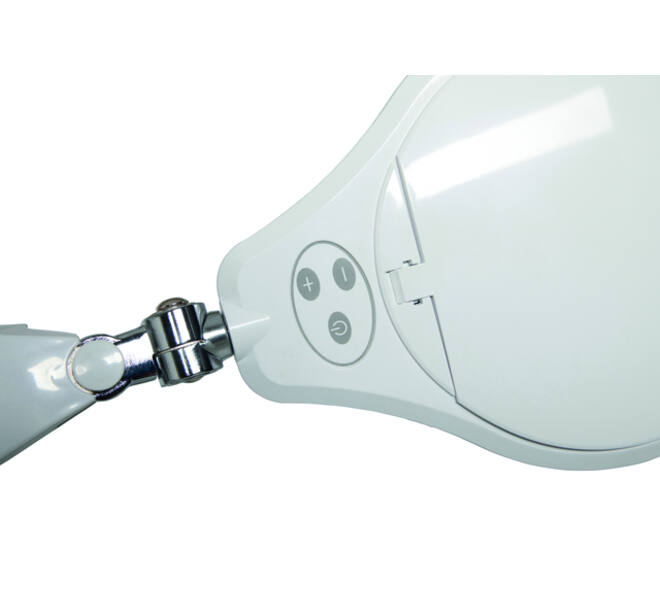 Loeplamp MAUL Source LED dimbaar met tafelklem lens 126 cm2 wit