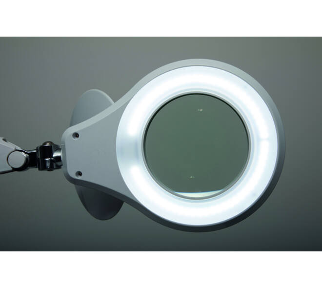 Loeplamp MAUL Source LED dimbaar met tafelklem lens 126 cm2 wit
