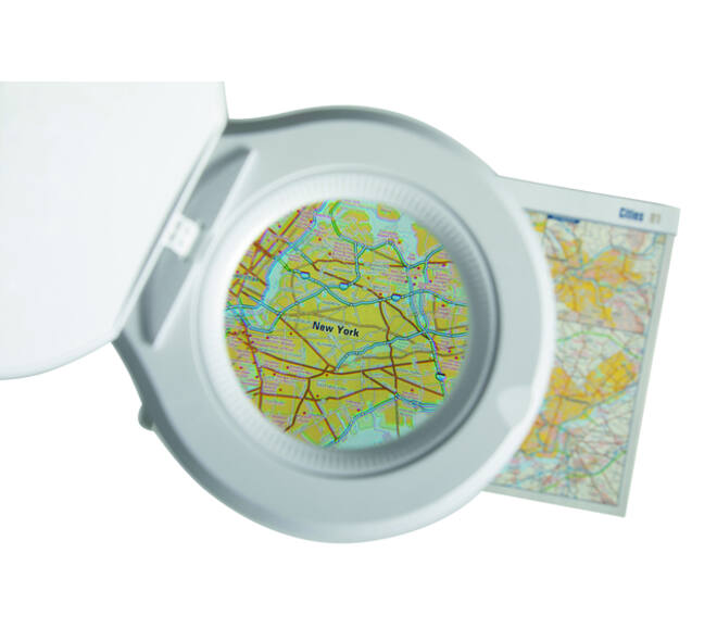Loeplamp MAUL Source LED dimbaar met tafelklem lens 126 cm2 wit