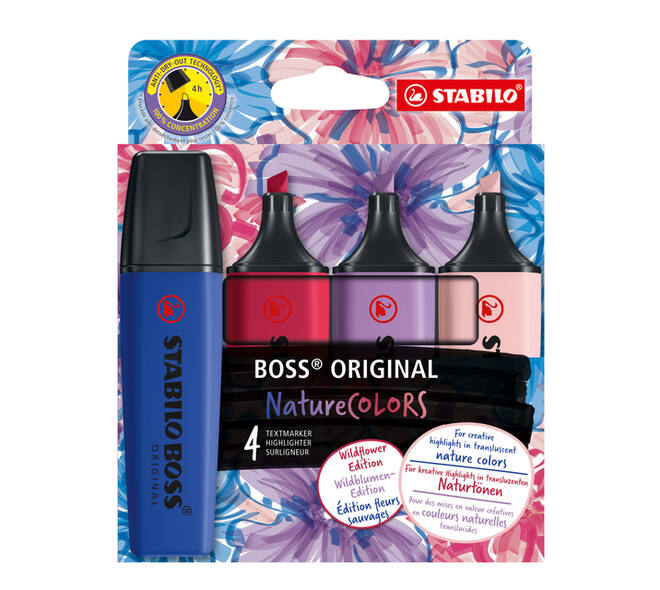Markeerstift STABILO Boss Wildflower assorti 4 stuks
