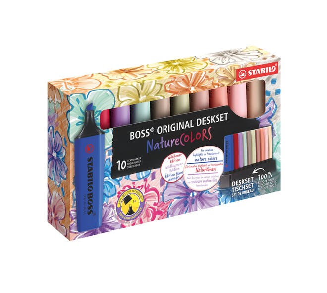 Markeerstift STABILO Boss Wildflower & Nature Colors ass deskset 10st