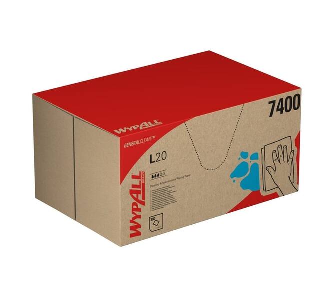 Poetsdoek WypAll L20 GeneralClean 420x330mm 280vel dispenserdoos blauw 7400