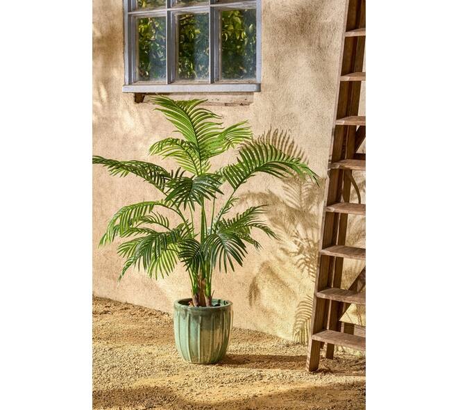 Kunstplant Mica Areca palm in pot groen waterproof