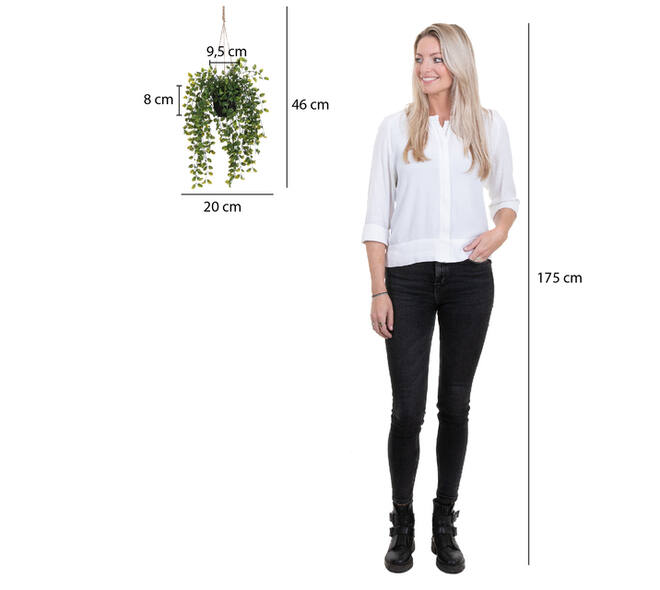Kunstplant Mica Ficus hangend in pot groen Ø20 46cm