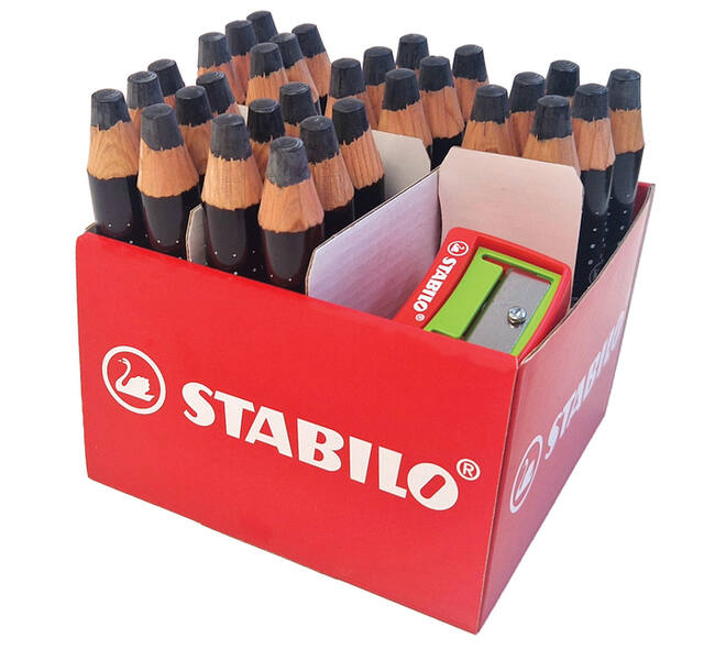 Whiteboardpotlood STABILO MARKdry incl 2 slijpers zwart classpack 30st