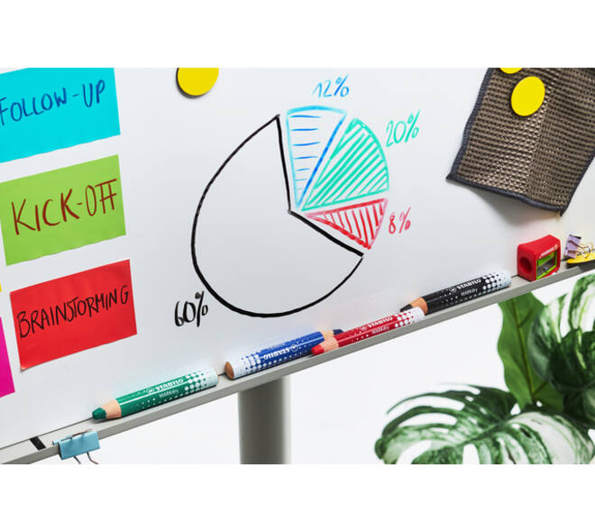 Whiteboardpotlood STABILO MARKdry incl 2 slijpers zwart classpack 30st