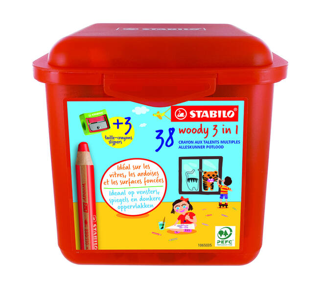 Kleurpotloden STABILO 882 woody 3 in 1 incl 3 slijpers classpack 38st