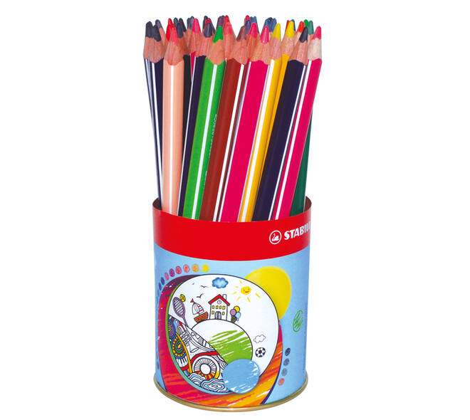 Kleurpotloden STABILO 203 Trio dik assorti classpack blik à 38 stuks