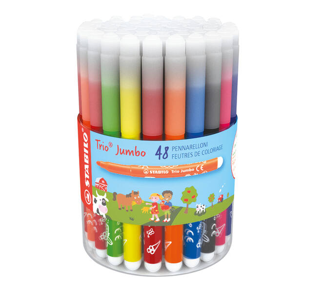 Viltstift STABILO Trio Jumbo 380 XL assorti 48 stuks