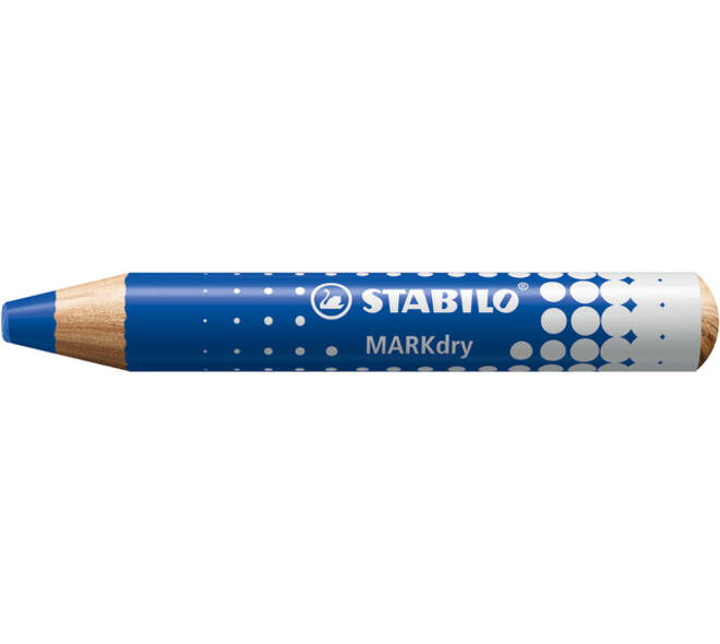 Whiteboardpotlood STABILO MARKdry incl 2 slijpers blauw classpack 30st