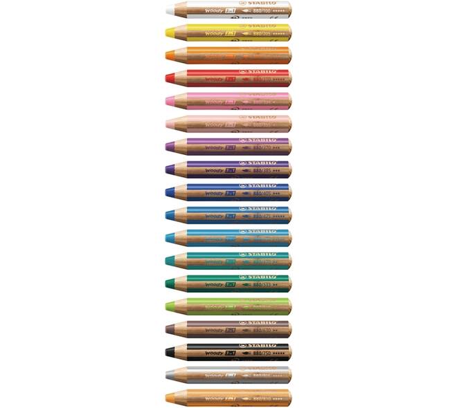 Kleurpotloden STABILO 882 woody 3 in 1 incl 4 slijpers classpack 76st