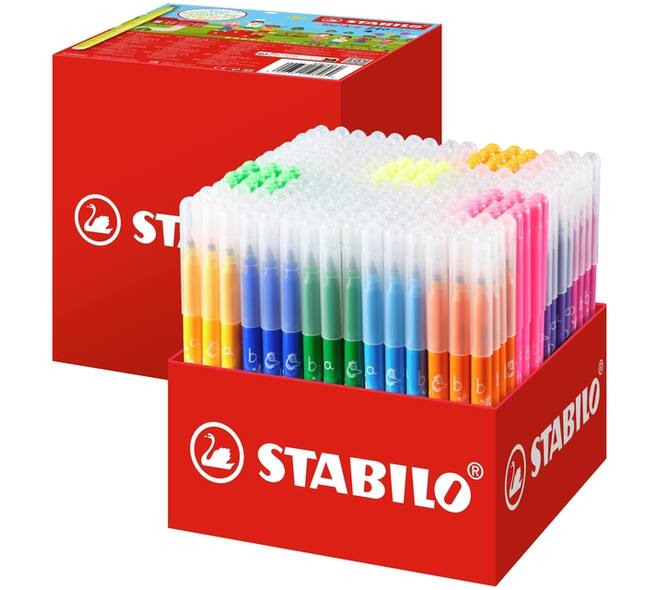 Viltstift STABILO Trio A-Z 378 fijn assorti classpack à 240 stuks