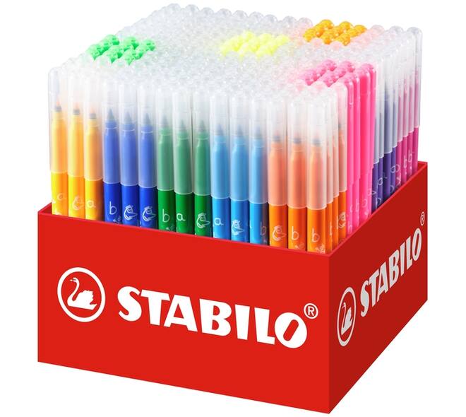 Viltstift STABILO Trio A-Z 378 fijn assorti classpack à 240 stuks