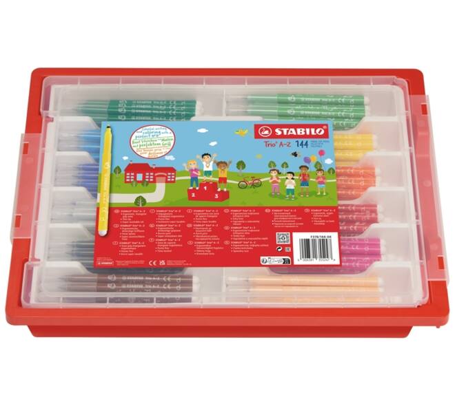 Viltstift STABILO Trio A-Z 378 fijn assorti classpack à 144 stuks