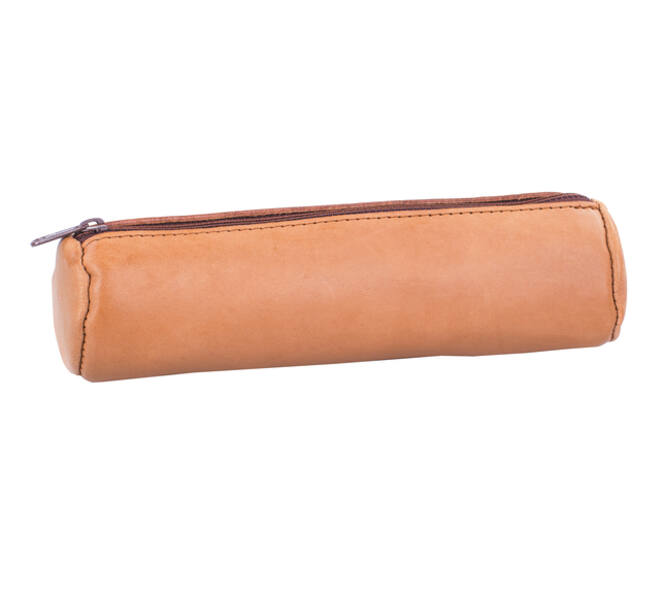 Pennenetui Oxford 22x6cm leer rond naturel