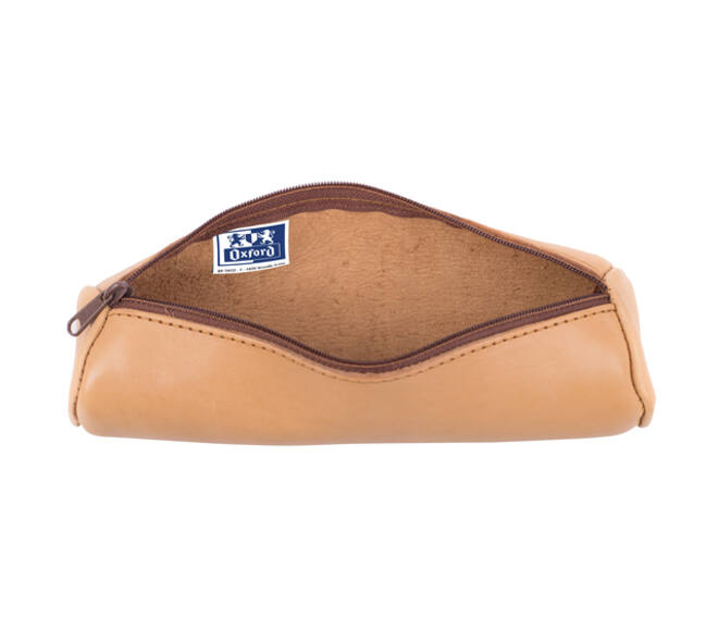 Pennenetui Oxford 22x6cm leer rond naturel