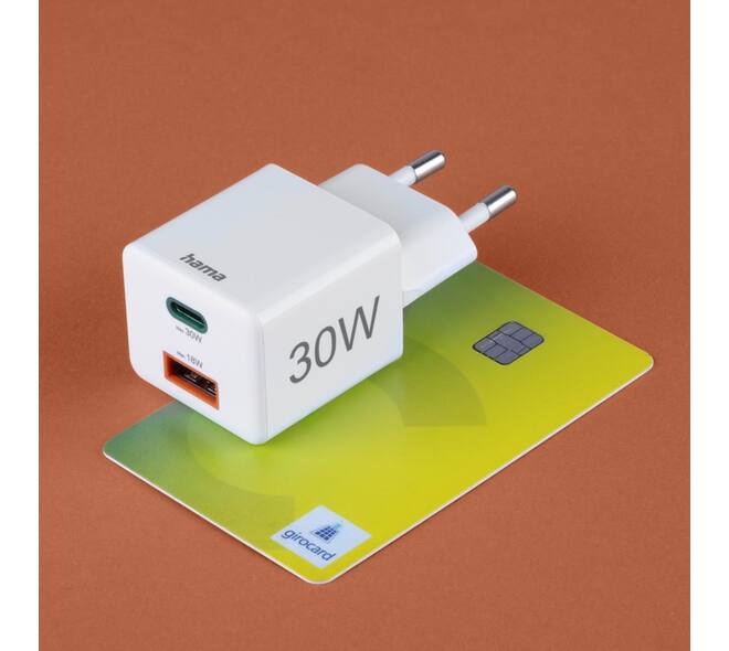 Oplader Hama USB-C/USB-A Mini PD 30W wit