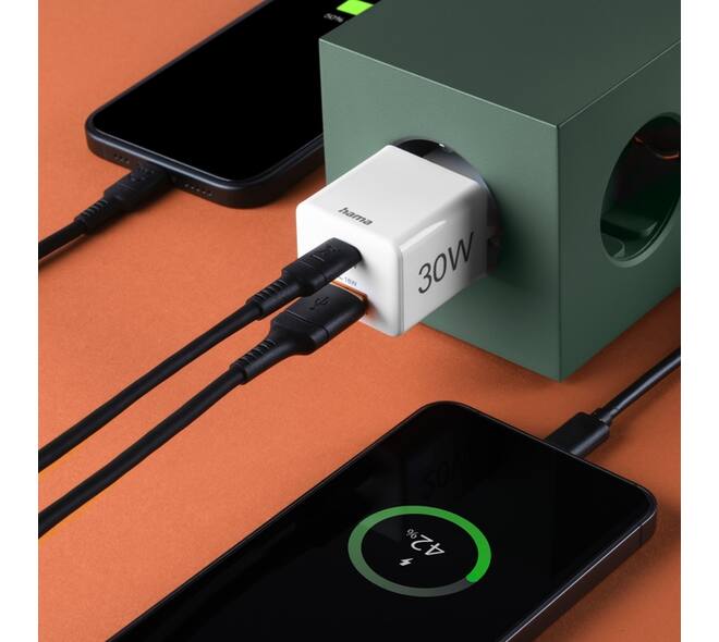Oplader Hama USB-C/USB-A Mini PD 30W wit