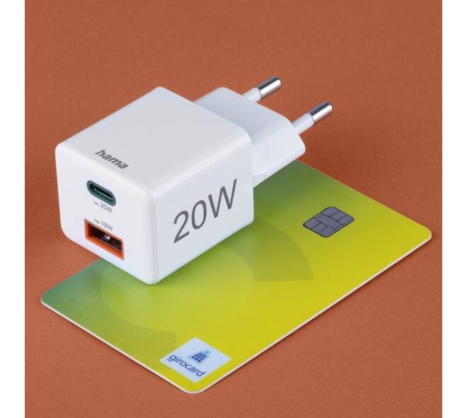 Oplader Hama USB-C/USB-A Mini PD 20W wit