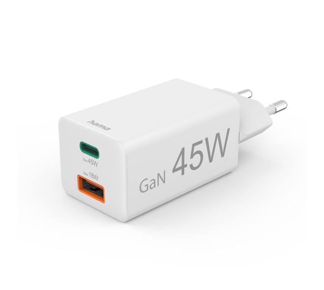 Oplader Hama USB-C/USB-A Mini PD 45W wit
