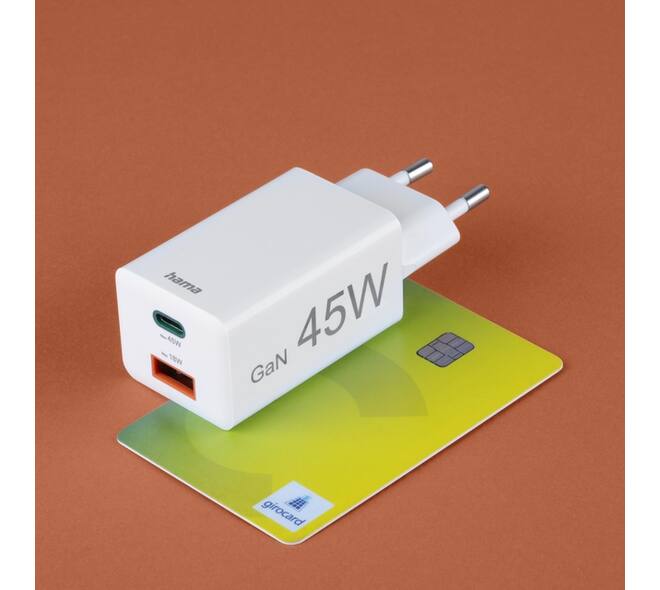 Oplader Hama USB-C/USB-A Mini PD 45W wit