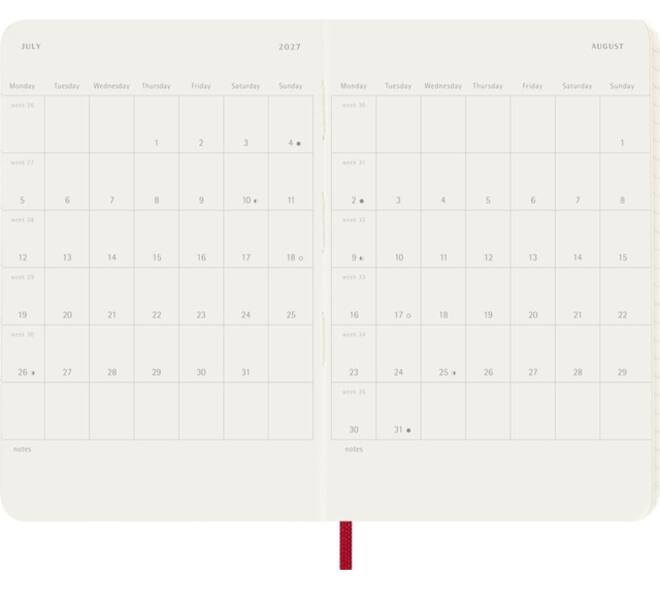 Agenda 2027 Moleskine 12M Planner Weekly 7dagen/1pagina pocket sc scarlet red