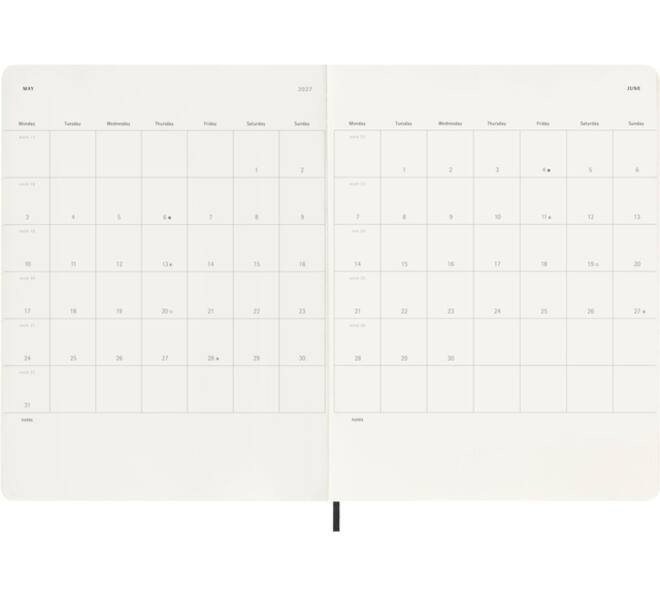 Agenda 2027 Moleskine 12M Planner Weekly 7dagen/1pagina xl sc black