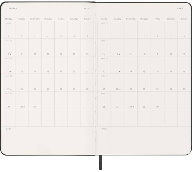 Agenda 2027 Moleskine 12M Planner Weekly 7dagen/2pagina's large hc black