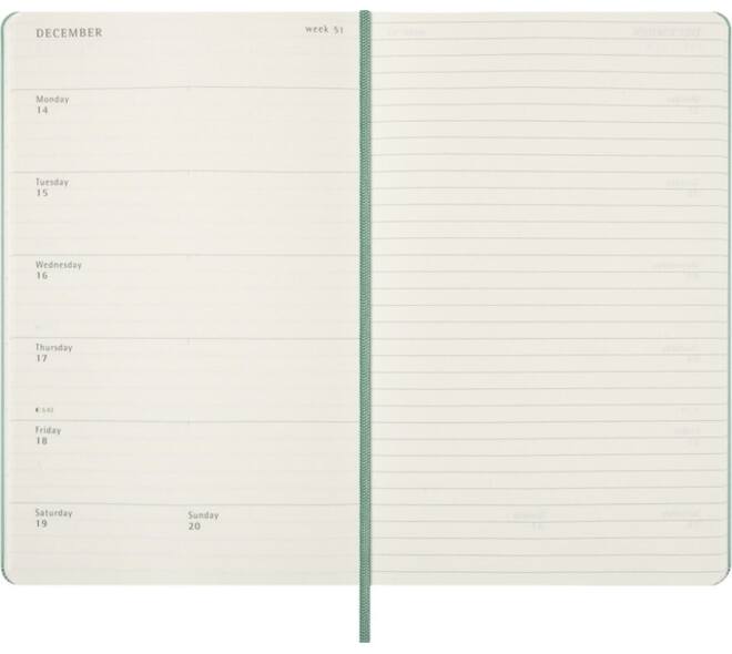 Agenda 2027 Moleskine 18M Planner Weekly 7dagen/1pagina large hc sage green