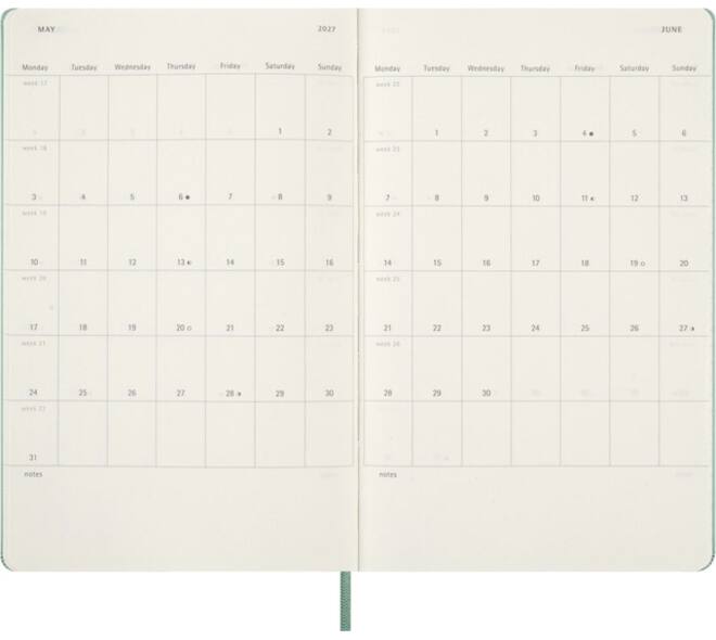 Agenda 2027 Moleskine 18M Planner Weekly 7dagen/1pagina large hc sage green