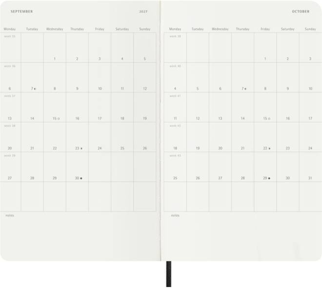 Agenda 2027 Moleskine 18M Planner Weekly 7dagen/1pagina large sc black