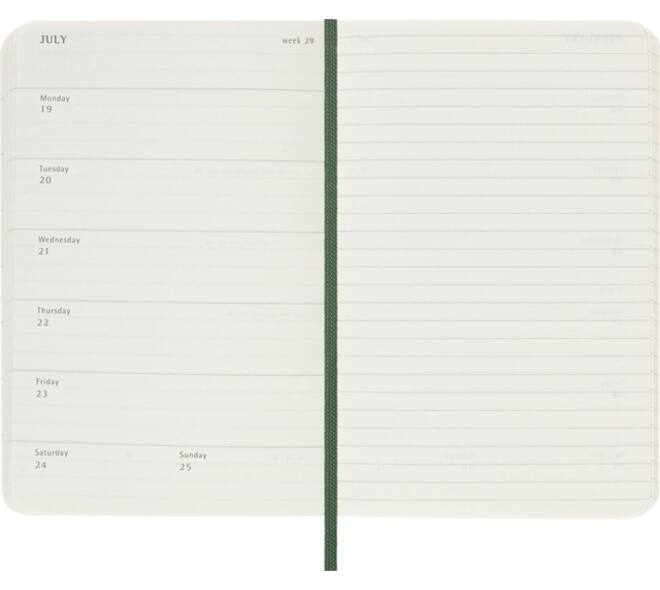 Agenda 2027 Moleskine 12M Planner Weekly 7dagen/1pagina pocket sc myrtle green