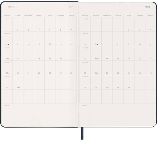 Agenda 2027 Moleskine 12M Planner Weekly 7dagen/1pagina large hc sapphire blue