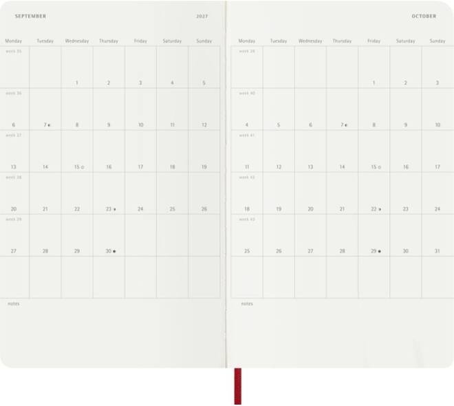 Agenda 2027 Moleskine 12M Planner Weekly 7dagen/1pagina large sc scarlet red