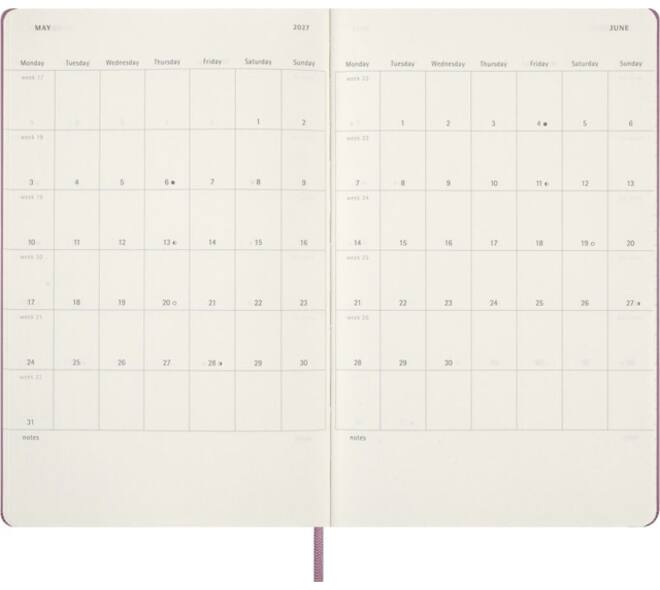 Agenda 2027 Moleskine 12M Planner Daily 1dag/1pagina large hc majestic pink