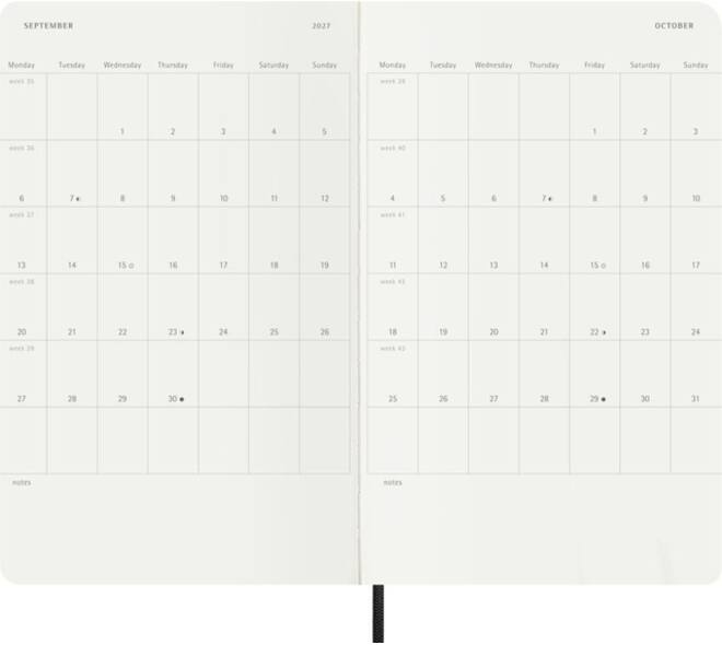 Agenda 2027 Moleskine 12M Planner Weekly 7dagen/1pagina large sc black