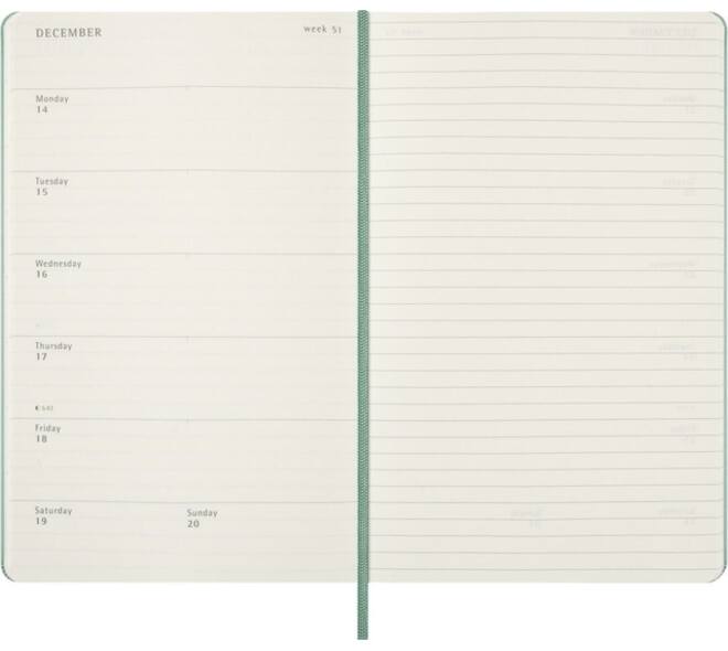 Agenda 2027 Moleskine 12M Planner Weekly 7dagen/1pagina large hc sage green