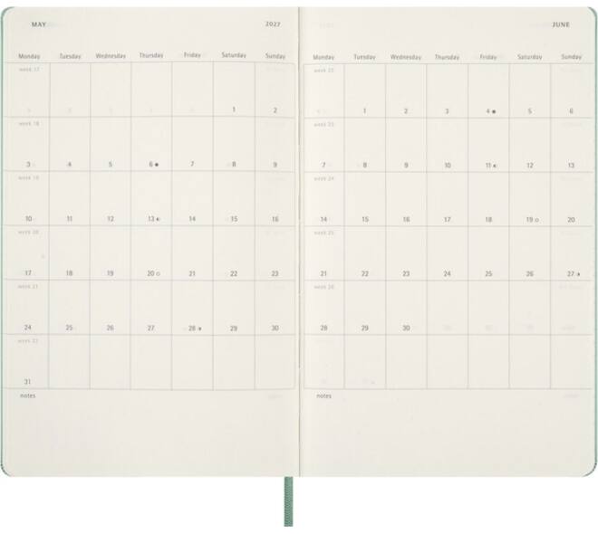 Agenda 2027 Moleskine 12M Planner Weekly 7dagen/1pagina large hc sage green